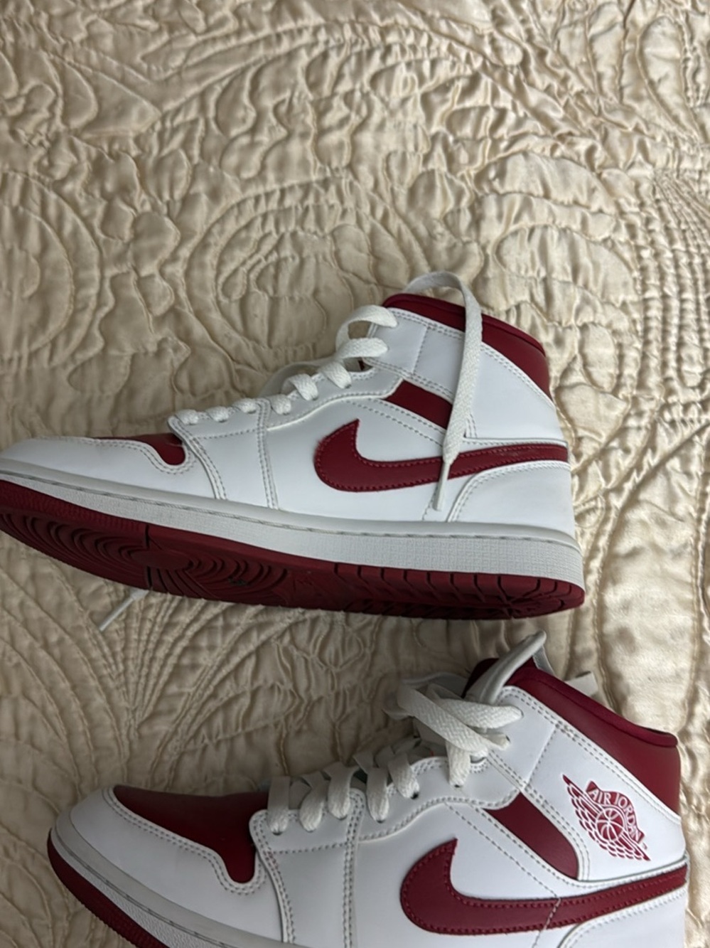 Nike White and Red High-Top Sneakers